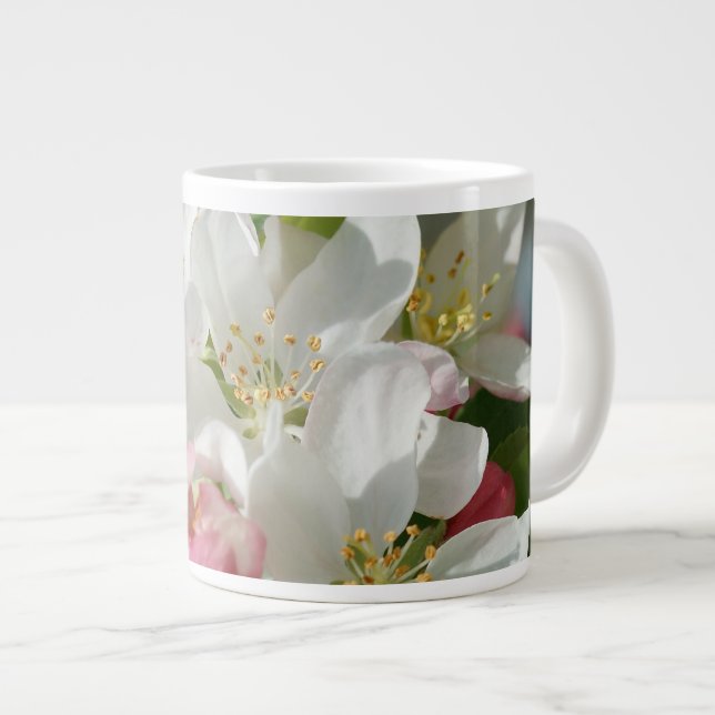 Taza De Café Gigante Flores de manzana rosa y blanca (Derecha)