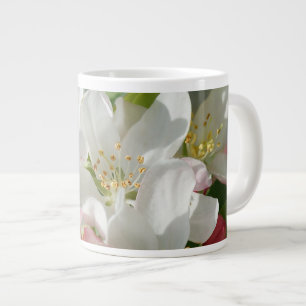 Taza De Café Gigante Flores de manzana rosa y blanca