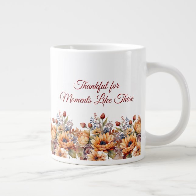 Taza De Café Gigante Flores de otoño acuáticas- (Derecha)