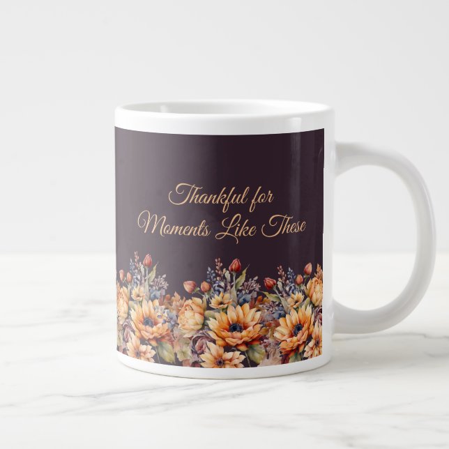 Taza De Café Gigante Flores de otoño acuáticas-moradas (Derecha)