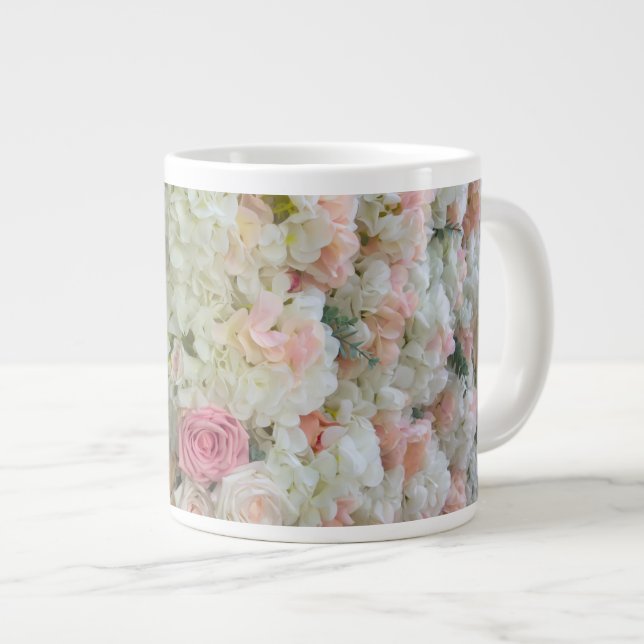 Taza De Café Gigante Flores de rosa blanca y rosa (Derecha)