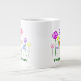 Taza De Café Gigante Flores de signos de paz