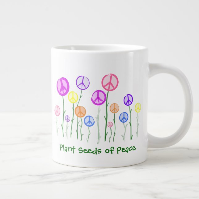 Taza De Café Gigante Flores de signos de paz (Derecha)