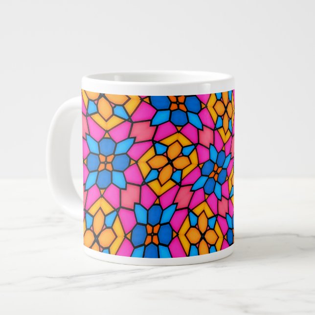 Taza De Café Gigante Flores de vidrio abstractas (Izquierda)