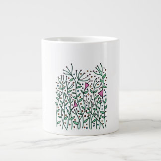 Taza De Café Gigante Flores dibujadas a mano de época