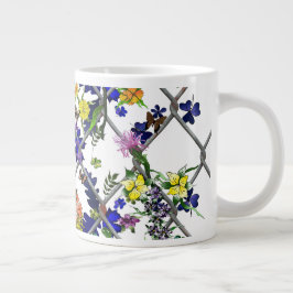 Taza De Café Gigante Flores en una cerca