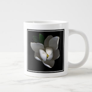 Taza De Café Gigante Flores Flor de magnolia blanca única