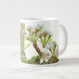 Taza De Café Gigante Flores floridas en una rama, floridas blancas