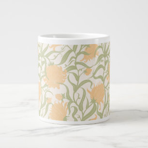 Taza De Café Gigante Flores grandes y brillantes cosecha marrón