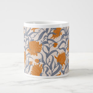 Taza De Café Gigante Flores grandes y brillantes cosecha marrón
