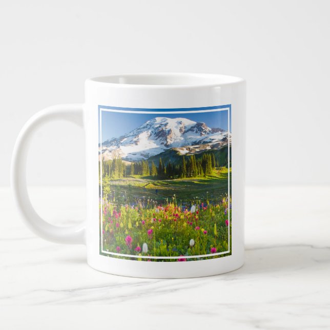 Taza De Café Gigante Flores | Mt. Rainier Wildflowers (Izquierda)