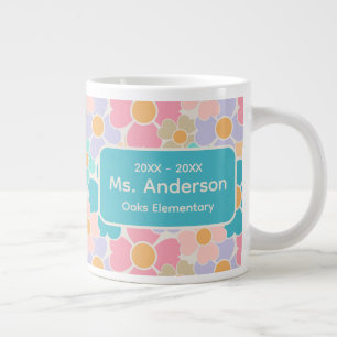 Taza De Café Gigante Flores Pastel Personalizadas para Maestros