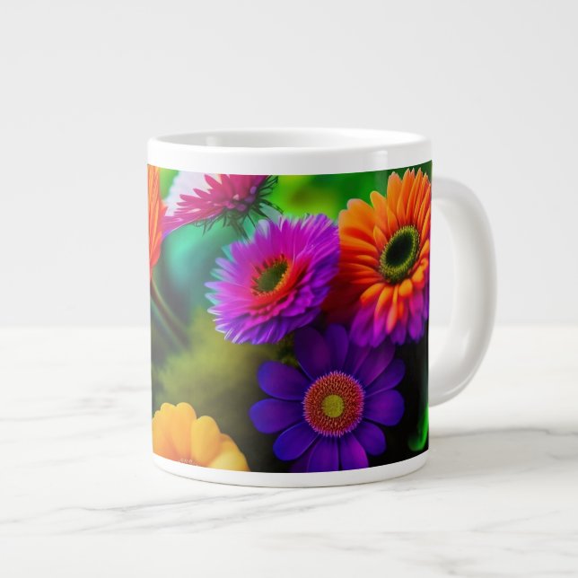 Taza De Café Gigante Flores por todas partes (Derecha)