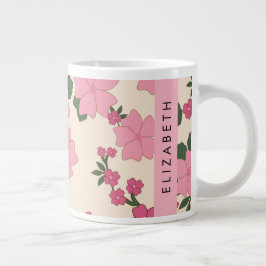 Taza De Café Gigante Flores Rosa, Patrón De Flores, Su Nombre