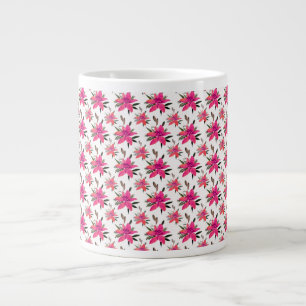 Taza De Café Gigante Flores rosadas diseño de patrón floral