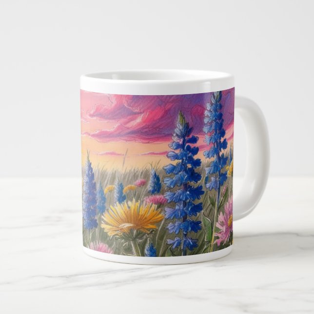 Taza De Café Gigante Flores silvestres al amanecer (Derecha)
