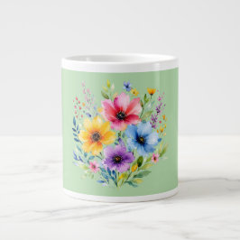 Taza De Café Gigante Flores silvestres pintadas a la acuarela