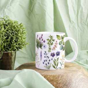 Taza De Café Gigante Flores silvestres y hierbas