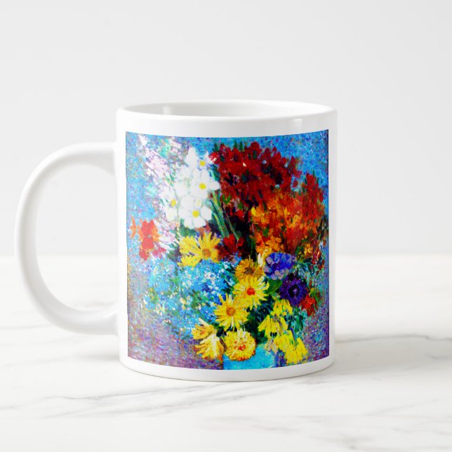 Taza De Café Gigante Flores Van Gogh en una maleta azul (Izquierda)