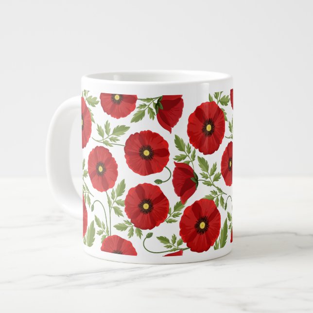Taza De Café Gigante Flores veraniegas alegres con adormidera (Izquierda)