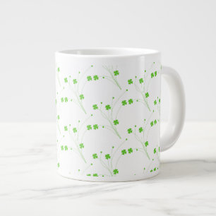 Taza De Café Gigante Flores verdes de primavera brillante, impresión fl