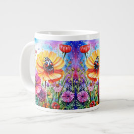 Taza De Café Gigante Flores y adybugs