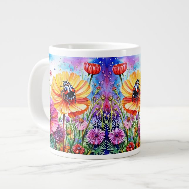 Taza De Café Gigante Flores y adybugs (Izquierda)