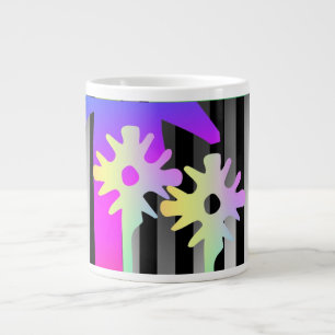 Taza De Café Gigante Flores Y Rayas