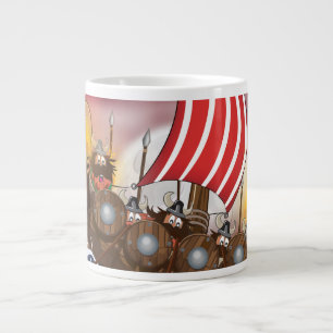 Taza De Café Gigante Flota de Invasión Vikinga