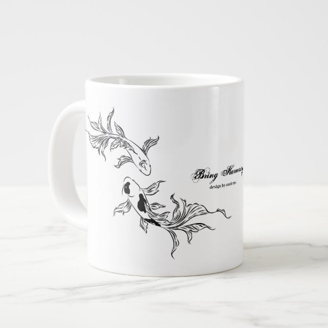 Taza De Café Gigante Flujo Eterno del Arte de Koi (Izquierda)