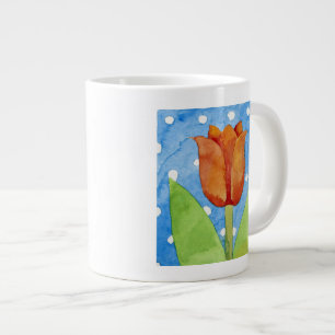 Taza De Café Gigante Fondo blanco azul 2013 del punto del tulipán
