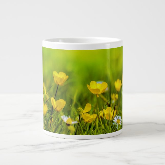Taza De Café Gigante Fondo de las flores de primavera (Frente)