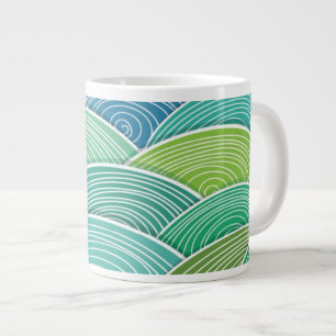 Taza De Café Gigante Fondo de ondas verdes abstractas encrespadas