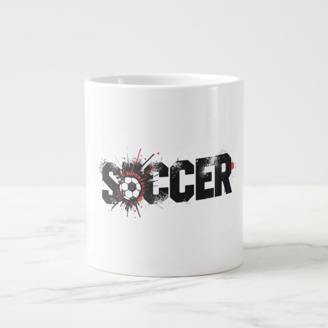 Taza De Café Gigante Football Is Life – Modern Soccer Typography Design (Frente)