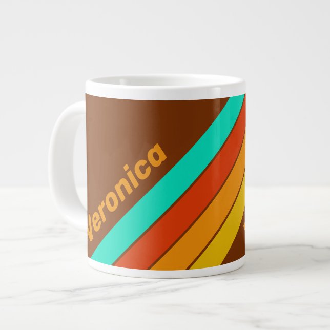 Taza De Café Gigante Forest Floor Fog Stripes with Name (Izquierda)