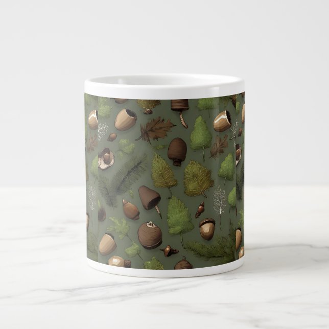 Taza De Café Gigante Forest Floor Rustic Woodland Pattern (Frente)