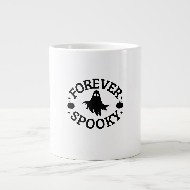 Taza De Café Gigante Forever Spooky Cute Ghost & Pumpkins Mug (Frente)