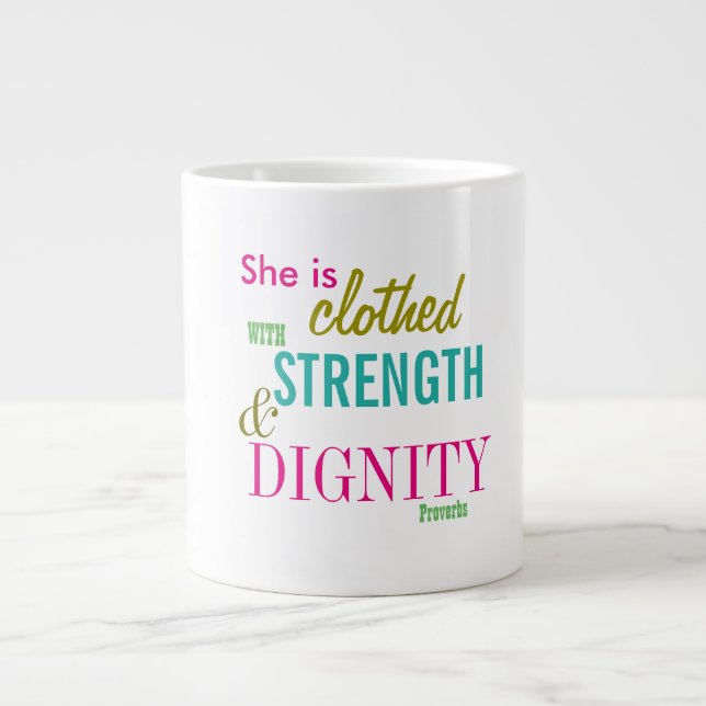 Taza De Café Gigante Fortaleza Biblia Dignidad versus Chicas Inspirador (Frente)