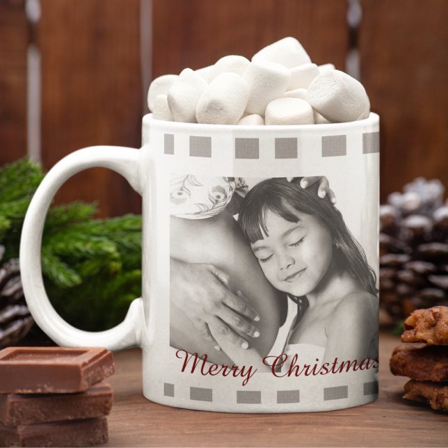 Taza De Café Gigante Foto clásica de la familia Tartán en blanco y negr (Subido por el creador)