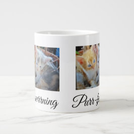 Taza De Café Gigante Foto de dos gatitos delante y detrás Corazón Pata,