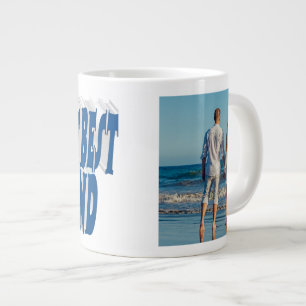 Taza De Café Gigante Foto de esposo con texto azul marino