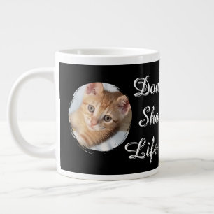 Taza De Café Gigante Foto de gato, Texto, reemplazable,