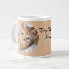 Taza De Café Gigante Foto de gato, Texto, reemplazable, Divertido, Aman