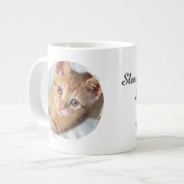 Taza De Café Gigante Foto de gato, Texto, reemplazable, Divertido, Para
