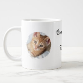 Taza De Café Gigante Foto de gato, Texto, reemplazable, Divertido, Para