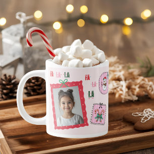 Taza De Café Gigante Foto de Navidades personalizados Fa La La Rosa