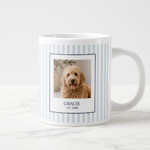 Taza De Café Gigante Foto de nombre de mascota con franja personalizada