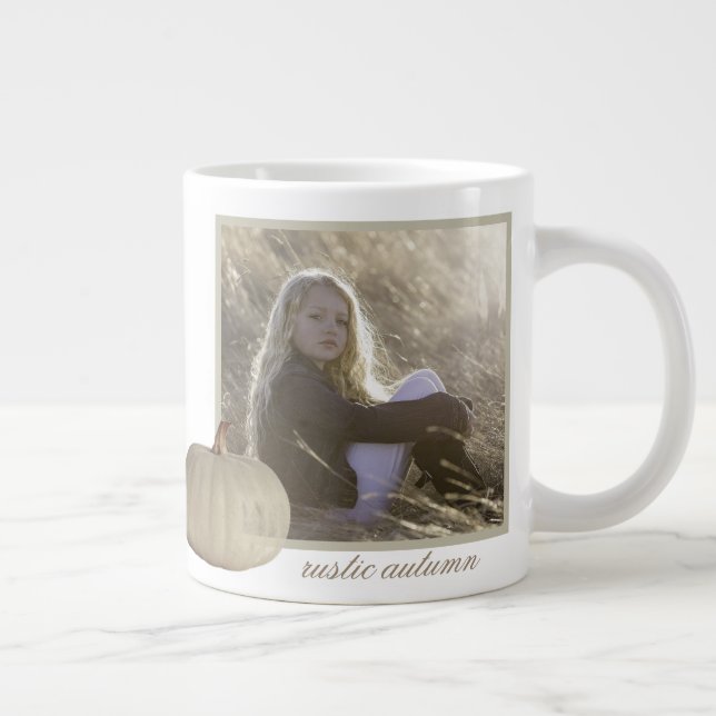 Taza De Café Gigante Foto de Otoño Rústico Oro (Derecha)