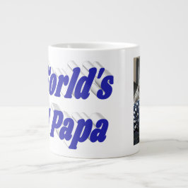 Taza De Café Gigante Foto de papá con texto azul