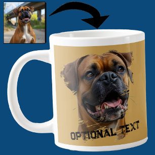 Taza De Café Gigante Foto de Papá Perro Boxer Dorado y Negro Lindo y Ún